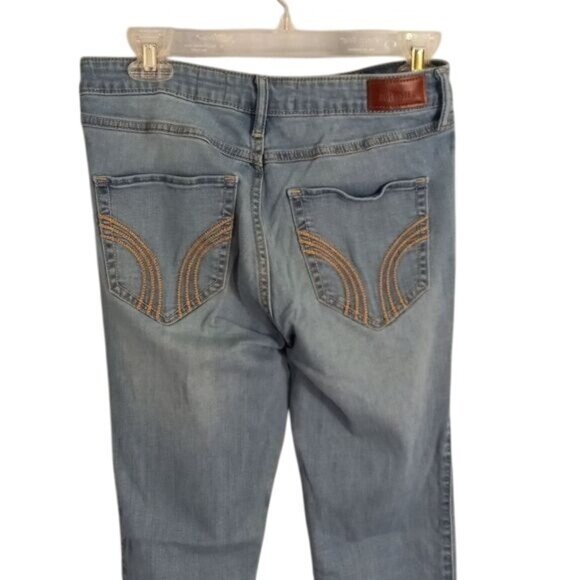 Hollister Size 7R 28x30 Jeans Womens High Rise Super Skinny Denim Blue Destroyed - Picture 11 of 11